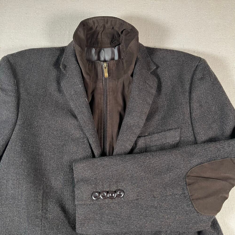 Pronto Moda Men's Blazer 42L Brown Plaid Jacket Wool Cashmere Layered Sport Coat